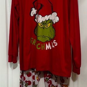 Festive Grinch Women's Pajama Set - Red